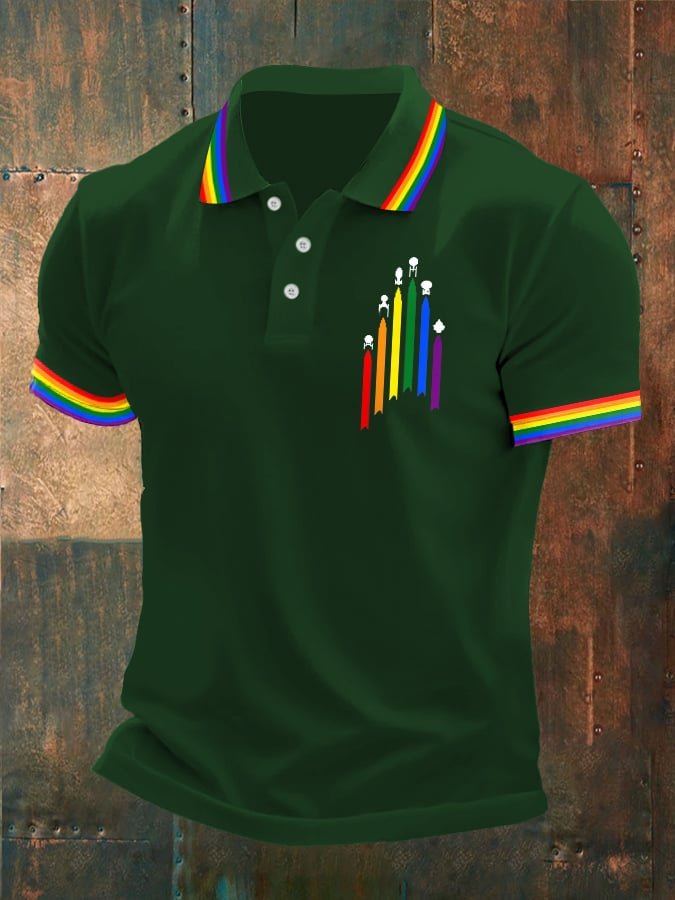 Men's Gay Pride Print Polo Shirt