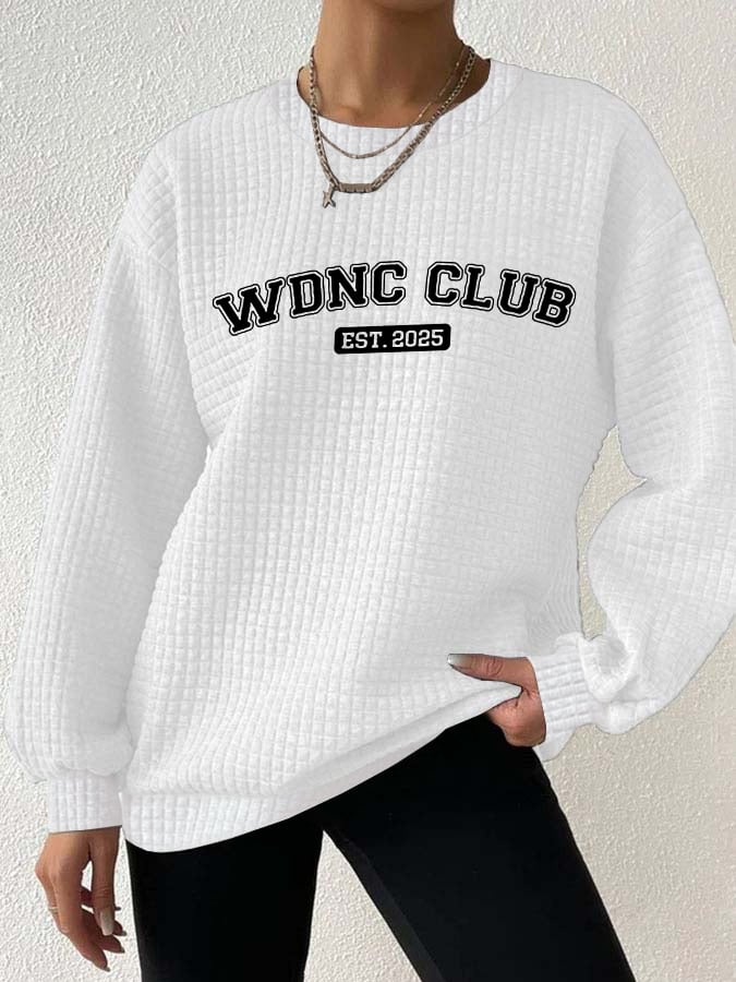 Retro Funny Funny WDNC Club Est. 2026 Menopause Perimenopause Print Textured Sweatshirt