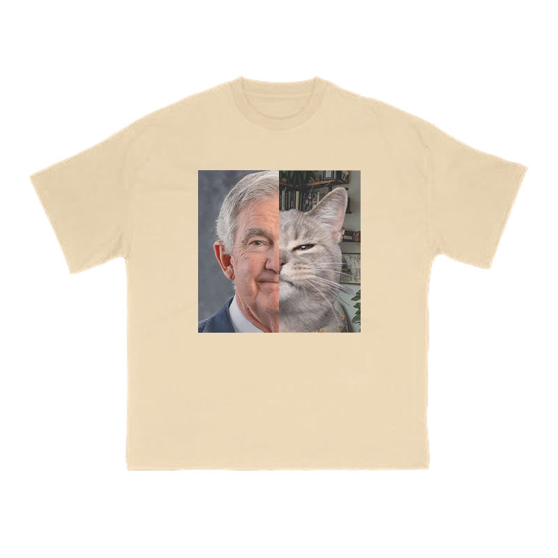 Unisex Cute Cat Patchwork Print T-shirt