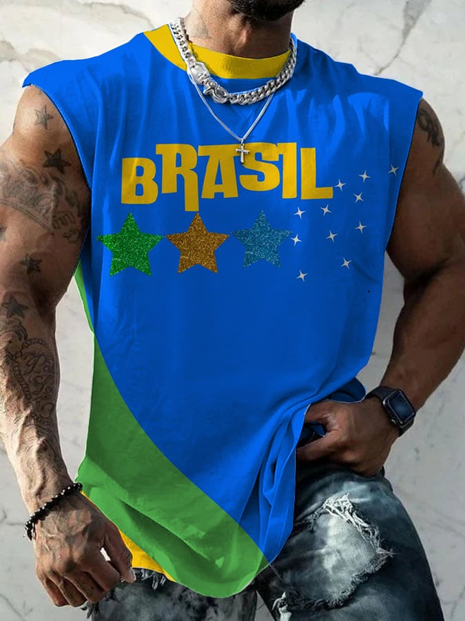 Men's Brasil Star Print Tank Top