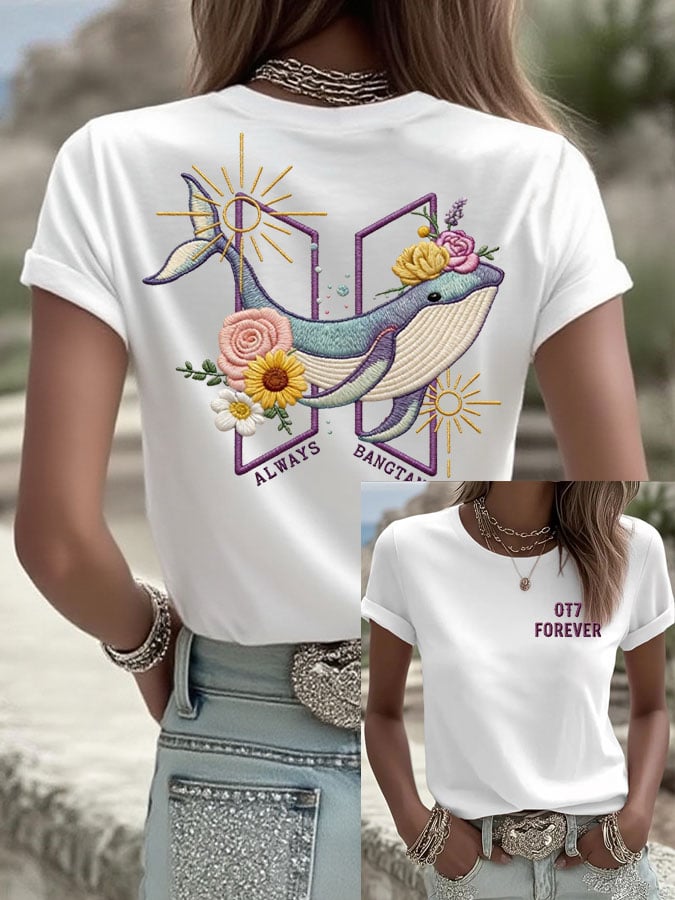 Women's K-pop Print Casual T-Shirt