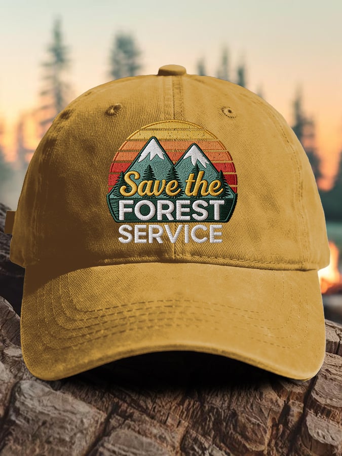 Retro Save The Forest Service Print Baseball Cap