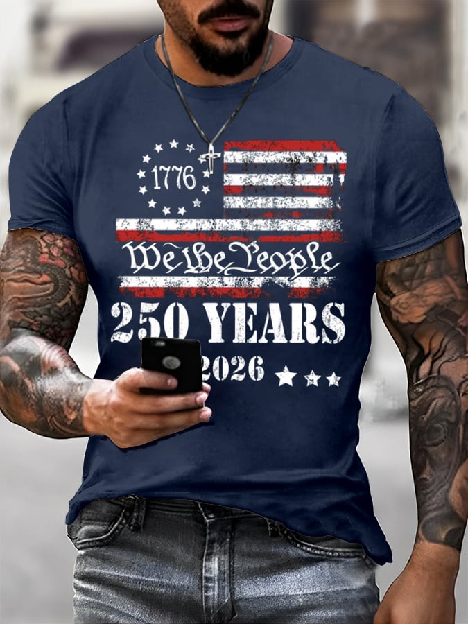 Men's 250th America Anniversary Casual Printed T-Shirt