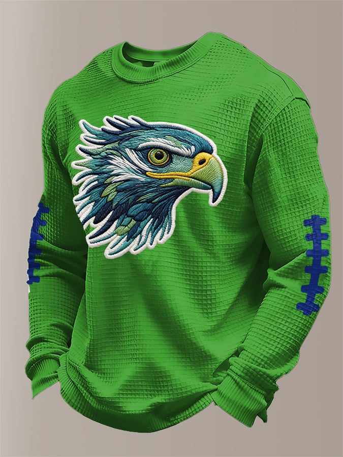 Men's Football Waffle Fabric Long-sleeved T-shirt