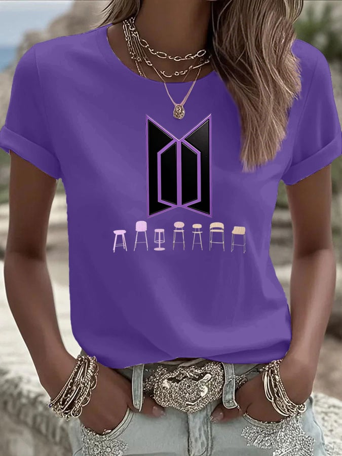 Women's K-pop Print Casual T-Shirt