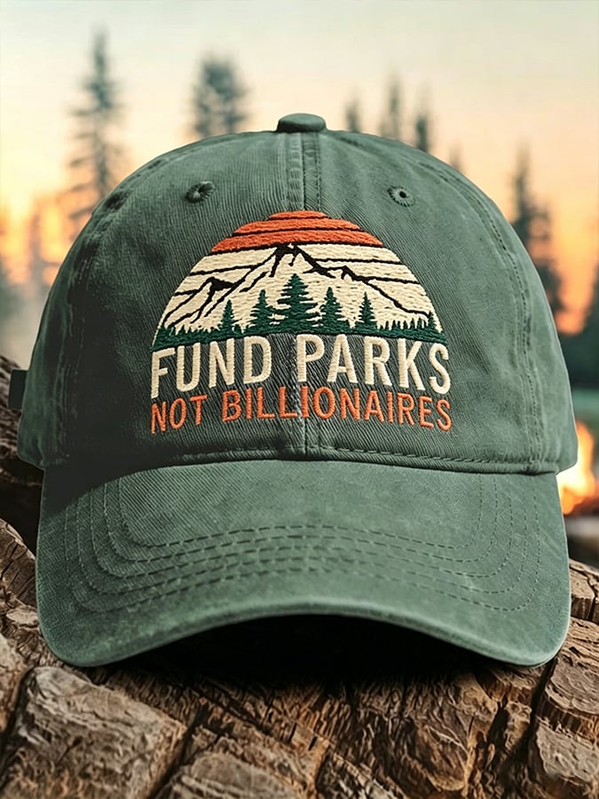 Retro Fund Parks Not Billionaires Print Baseball Cap