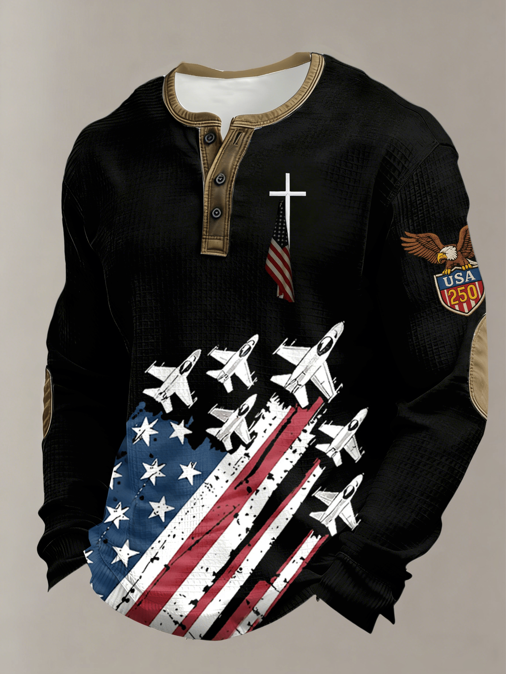 Men's Retro 250th Anniversary Printed Casual Long-Sleeved Top