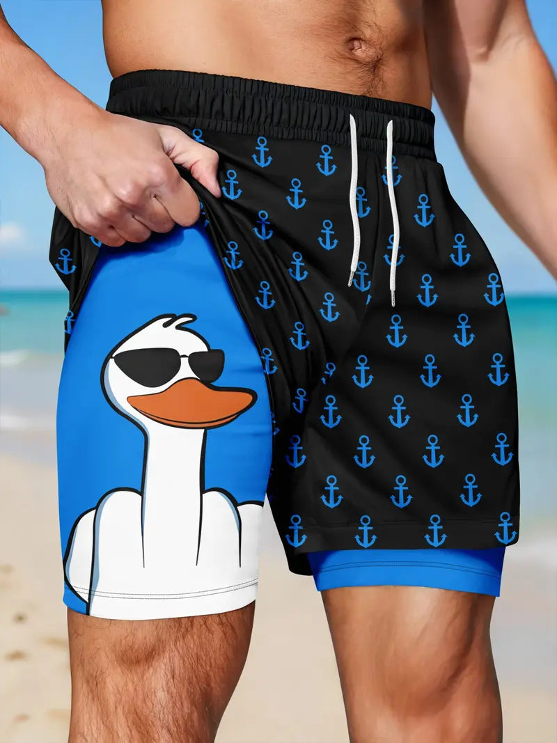 Men's 2-in-1 Quick-Dry Beach Shorts