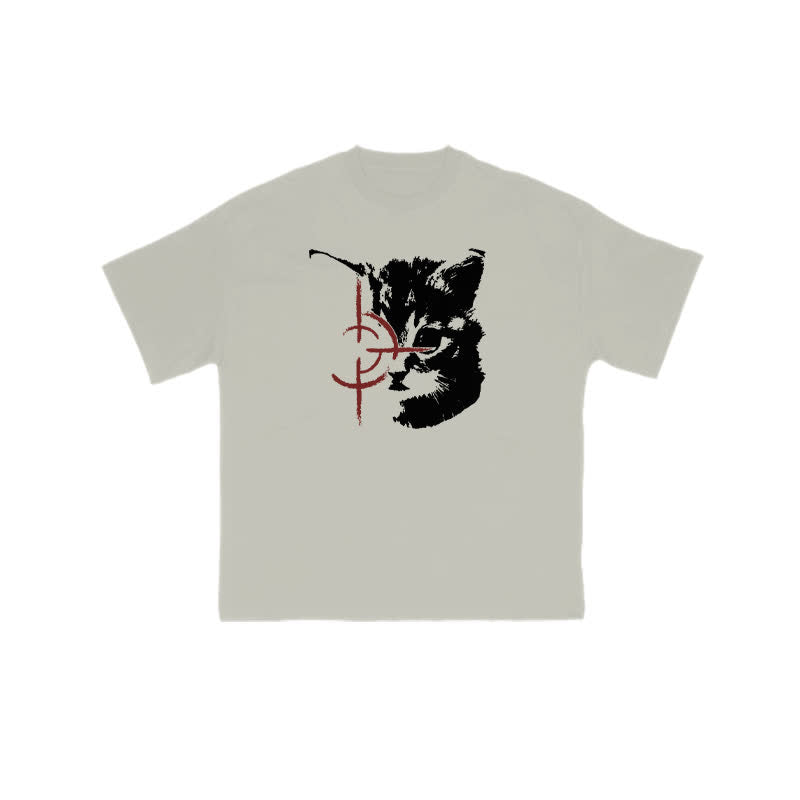Unisex Sniper Cat Print T-shirt