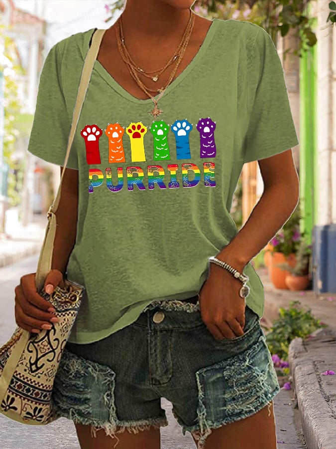 Women's LGBT Pride Rainbow Crew Neck Short Sleeve T-Shirt