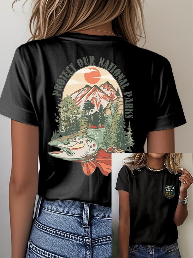 Women's National Park Printed Casual T-Shirt