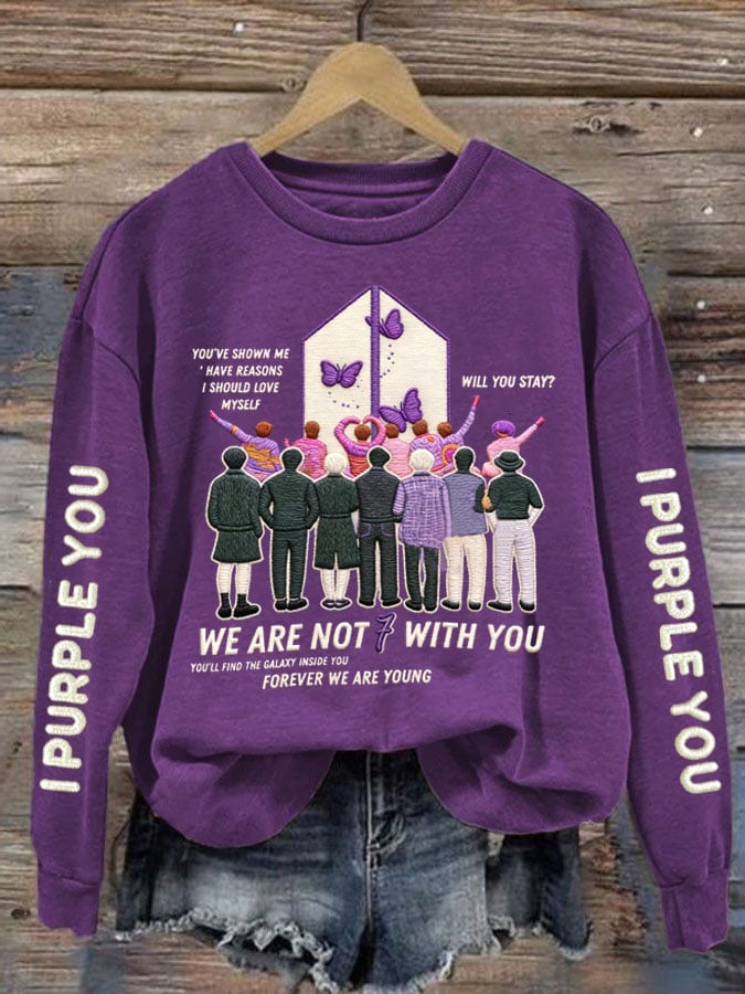 Women's K-pop Printed Long-Sleeve Sweatshirt