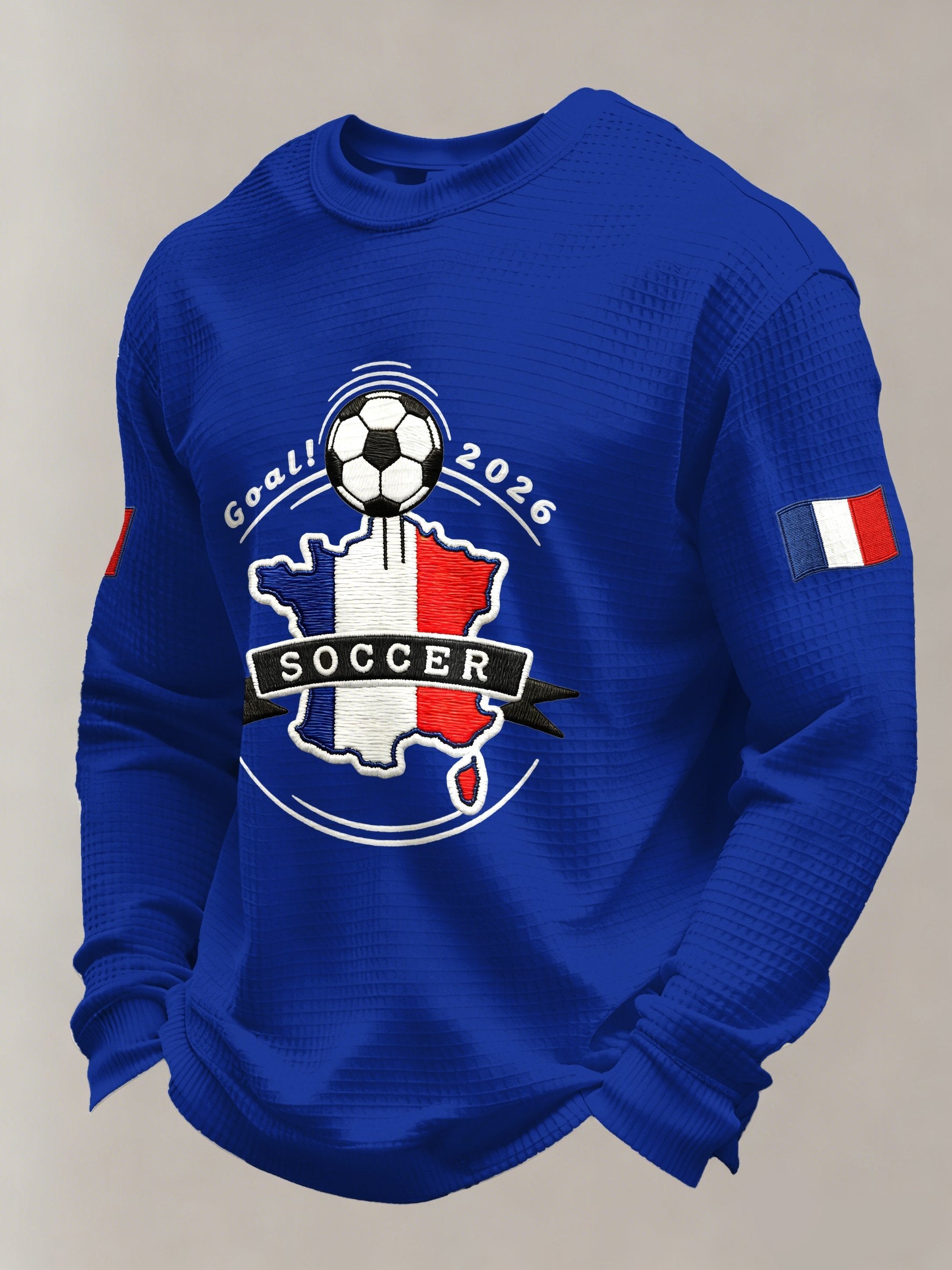 Men's French Football Fans Printed Casual Long-Sleeved Top