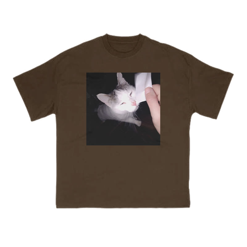 Unisex Provocative Cat Print T-shirt