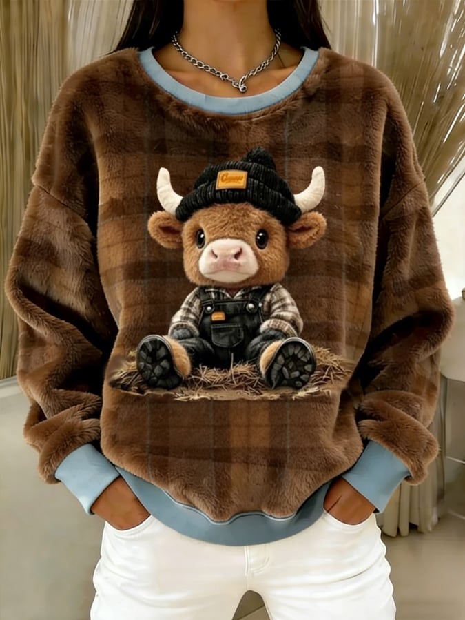 Women's Highland Denim Print Flannel Sweatshirt