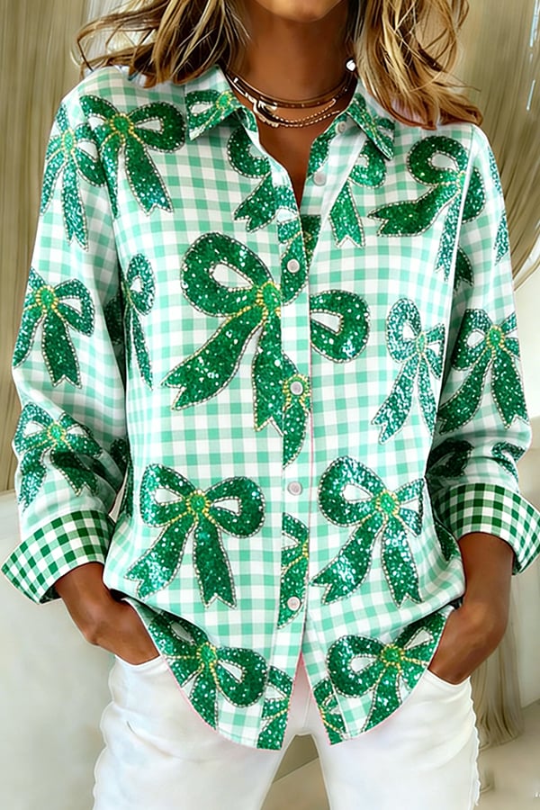 Women's Casual Retro Print Long-Sleeved Shirt