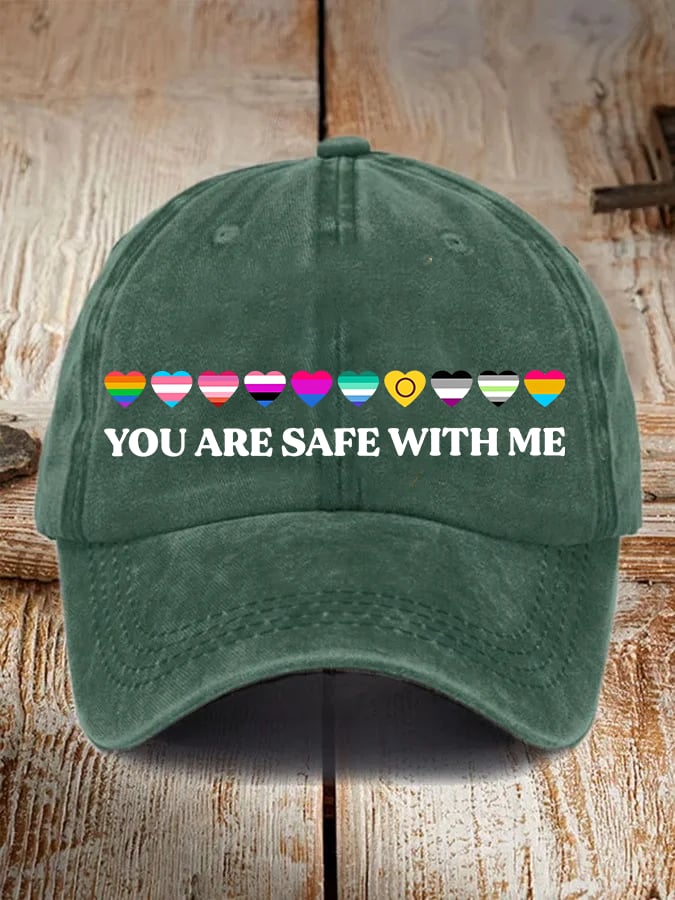 Unisex YOU ARE SAFE WITH ME Print Cap