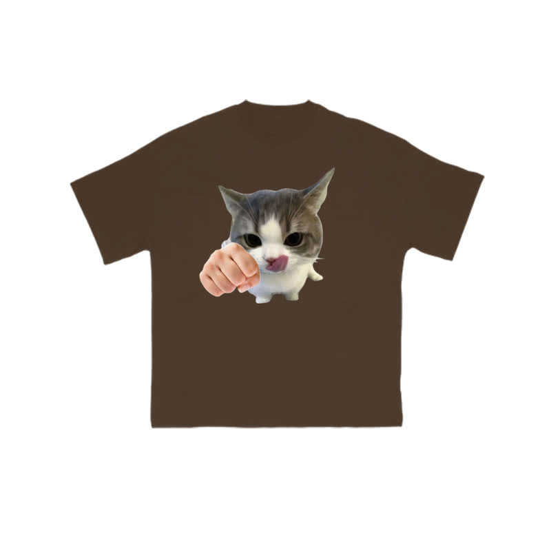 Unisex Kung Fu Cat Print T-shirt