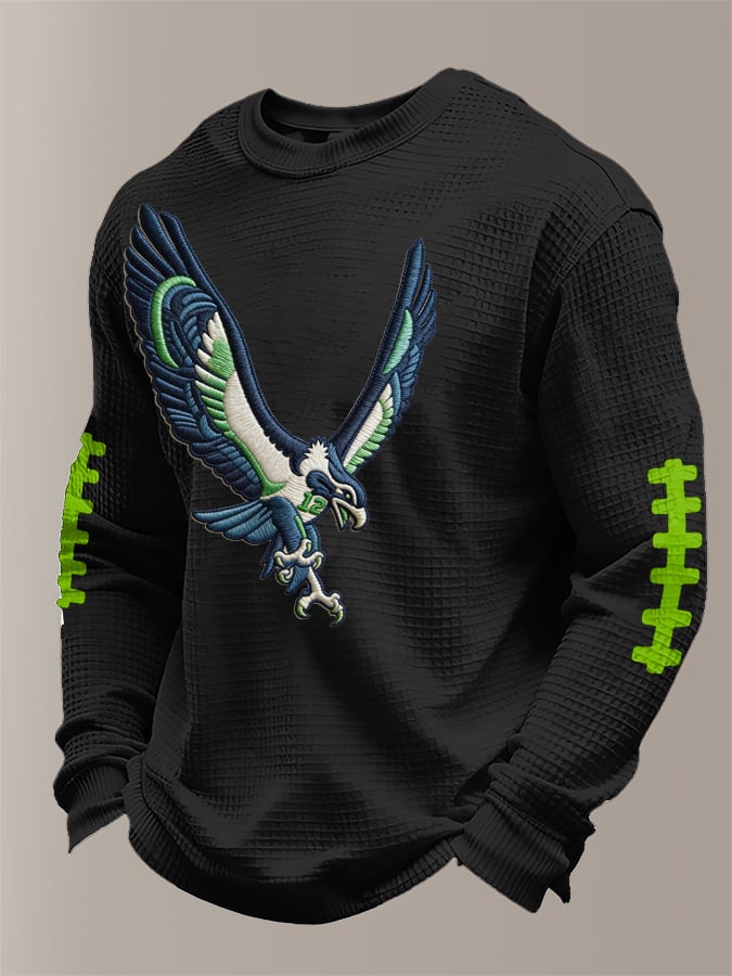 Men's Football Waffle Fabric Long-sleeved T-shirt