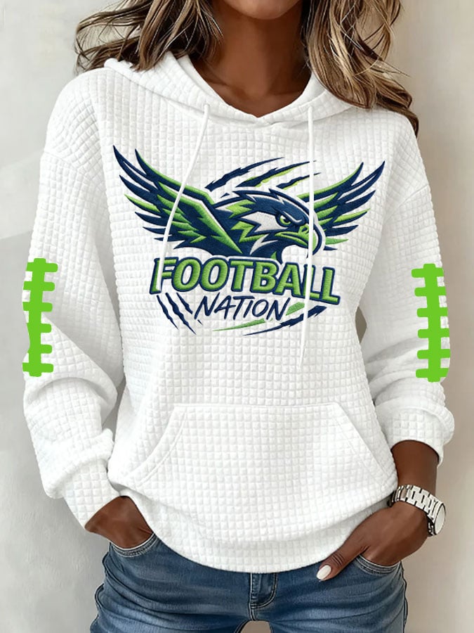 Women's Football Print Hoodie Sweatshirt