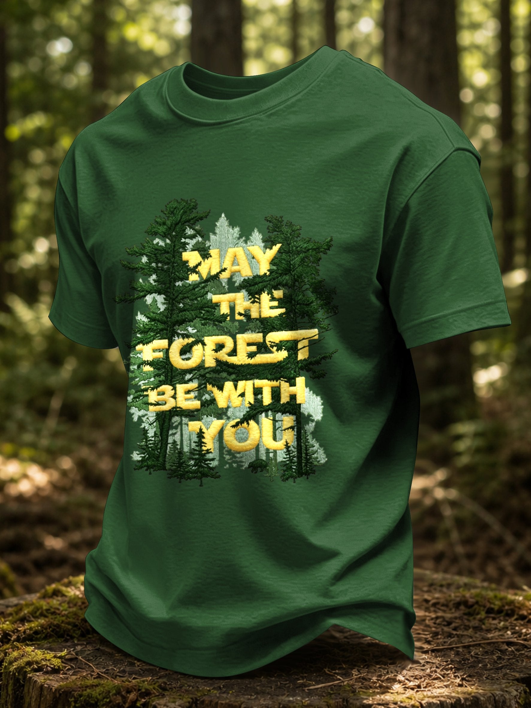 Men's May The Forest Be With You Printed Casual T-Shirt