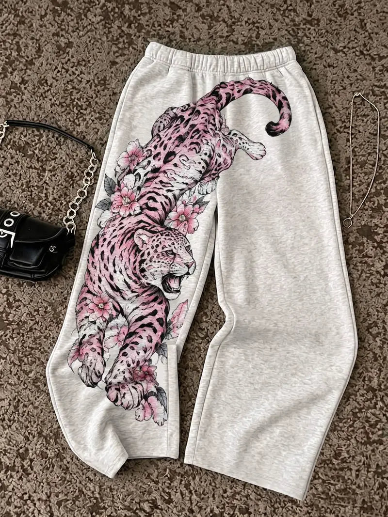 🐆🔥Unisex Leopard Print Wide-Leg Sweatpants – Casual & Trendy 👖✨