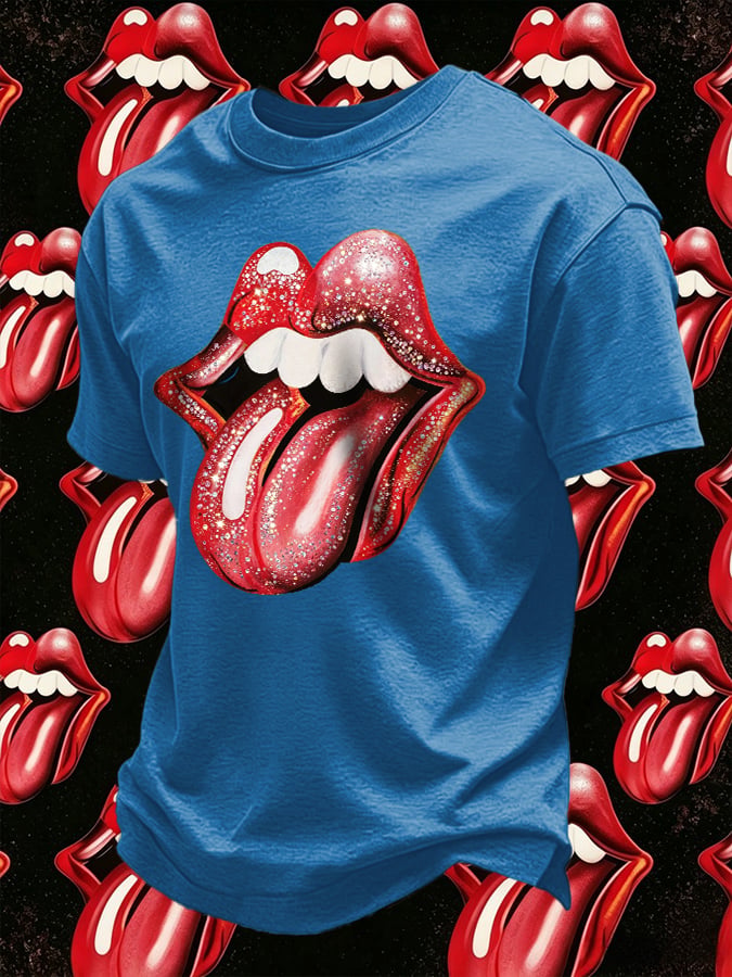 Men's Retro Foreign Tongues Print T-Shirt