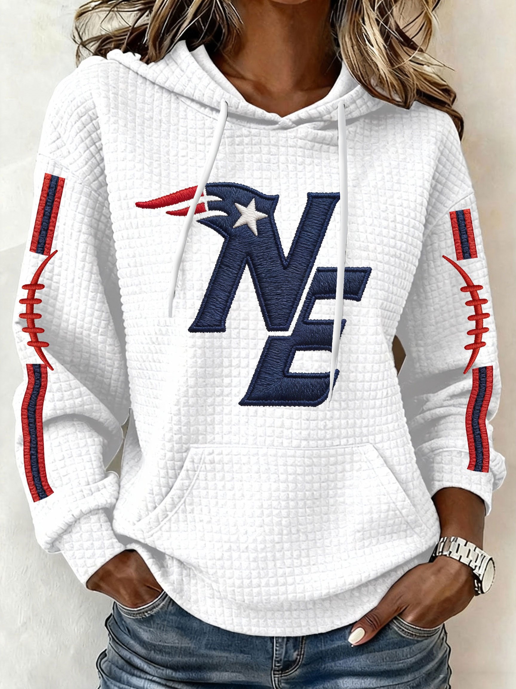 Women’s Football Graphic Waffle Knit Hoodie
