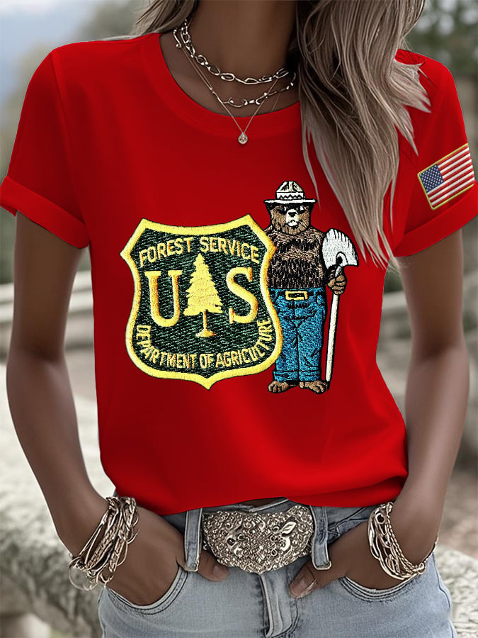 Retro Save The Forest Service Print T-Shirt