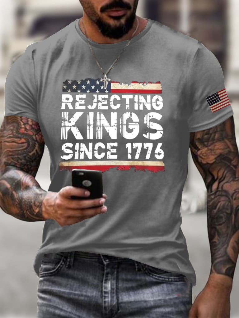 Men's No Kings In America Printed Casual T-shirt