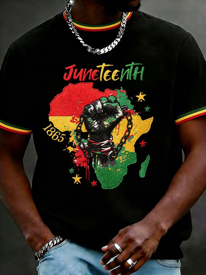 Men's Juneteenth Printed Casual T-shirt