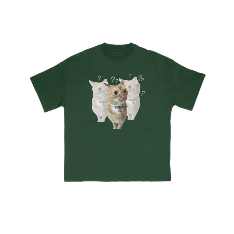 Unisex "Brain Is Loading" Fun Cat Pattern Print T-shirt