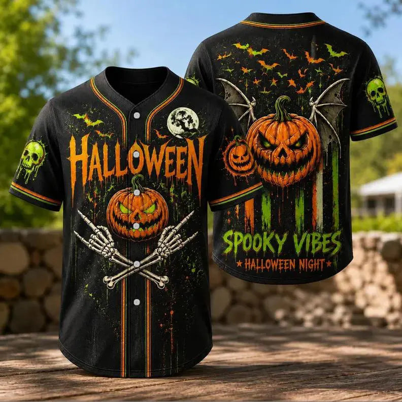 Unisex Spooky Vibes Halloween Baseball Jersey