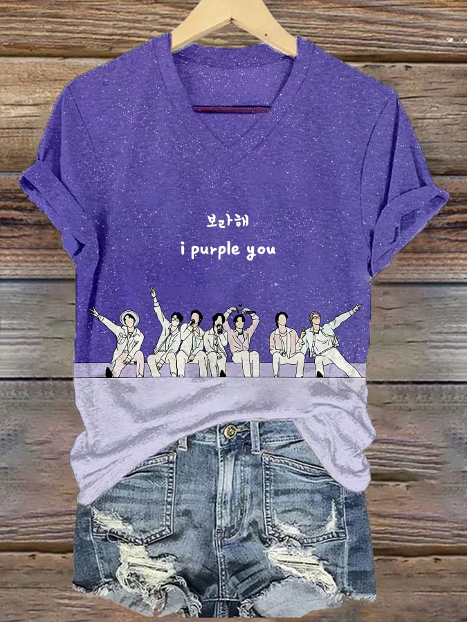 Women's K-pop Print Short-sleeved T-shirt