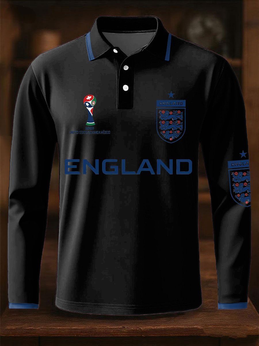 Men's UK Football Lover England 2026 Print Polo Shirt