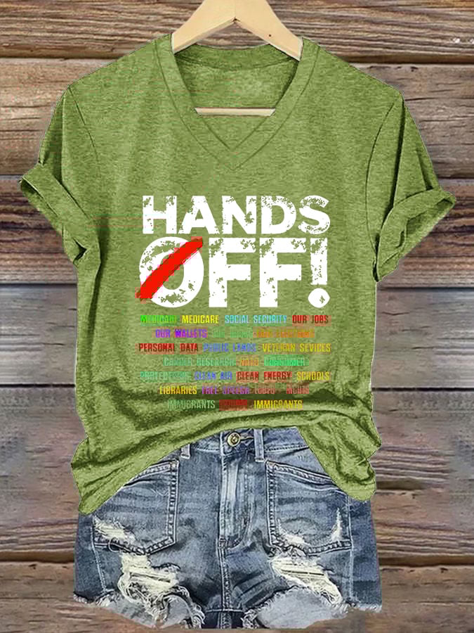 Women's Hands Off Protest Print Casual T-Shirt