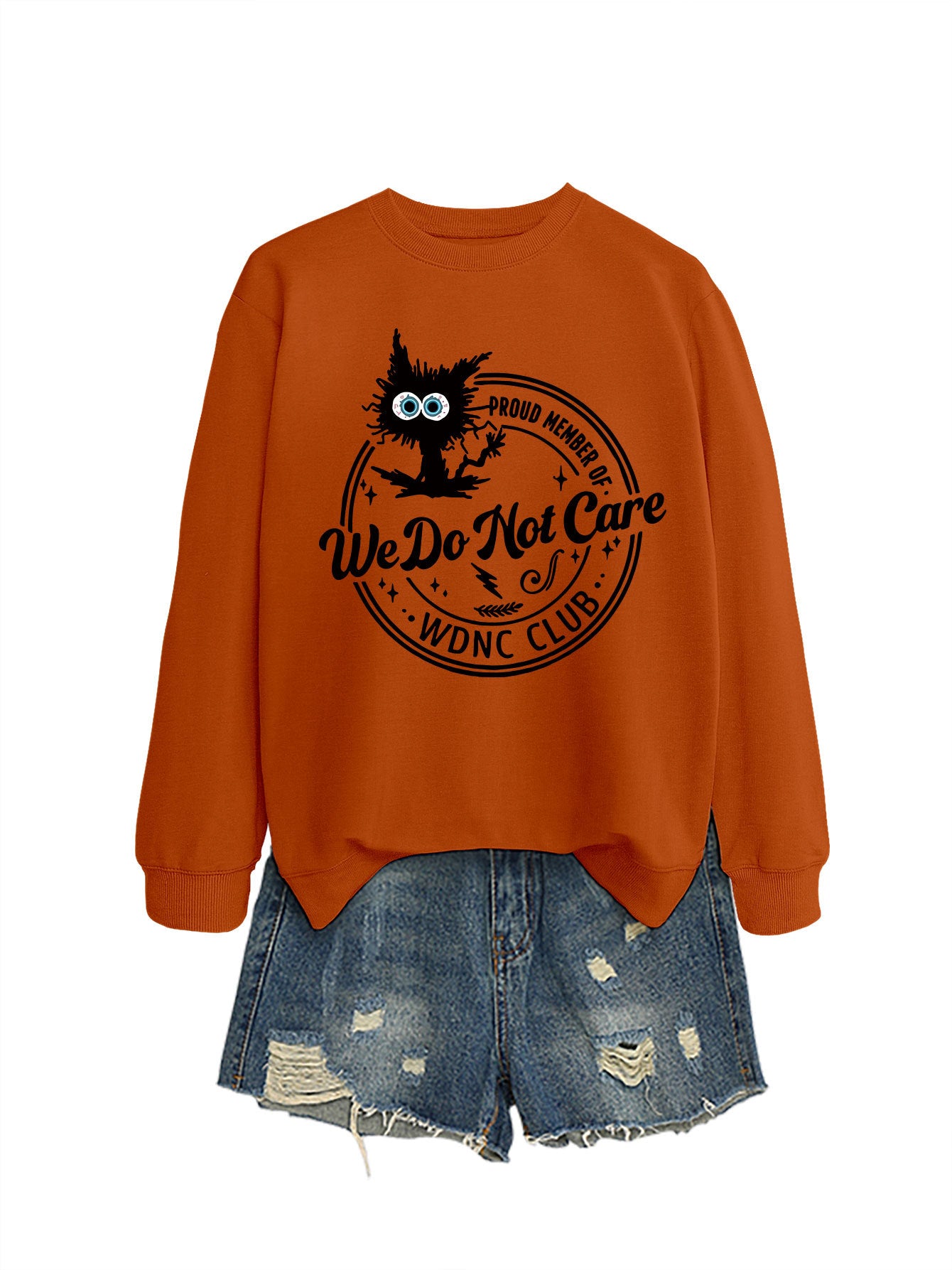 Retro-inspired fun, WDNC Club proud member, menopause-themed printed sweatshirt.