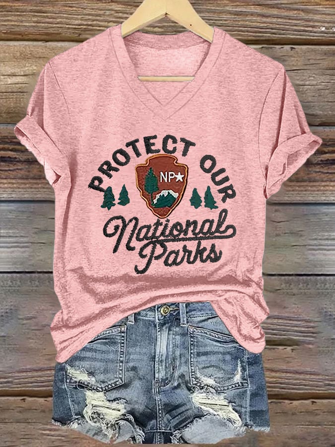 Women's Protect National Parks Print V-Neck T-Shirt
