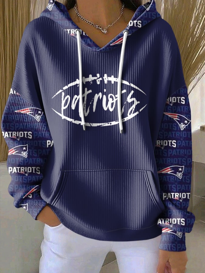 Women's Rugby Print Casual Hoodie