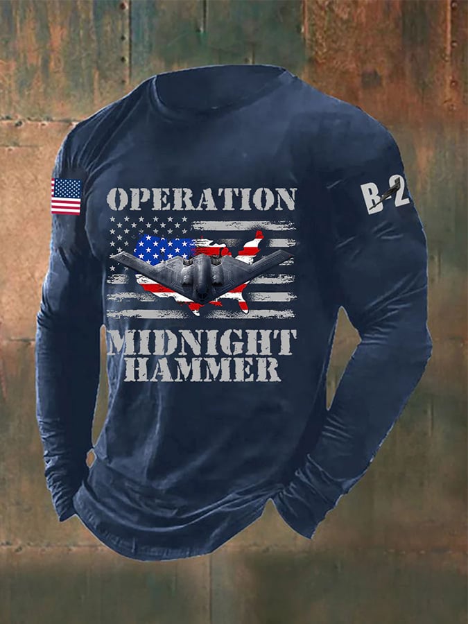 Men's Midnight Hammer Operation B-2 Spirit Print Long Sleeve Top