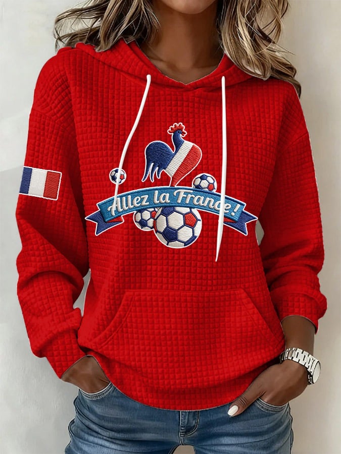 Women's French Football Print Hoodie
