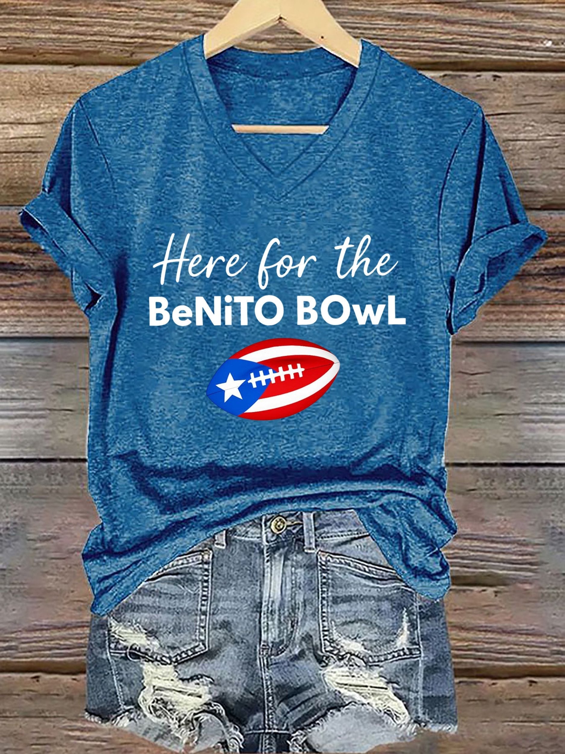 Women's Puerto Rico Print V Neck T-shirt