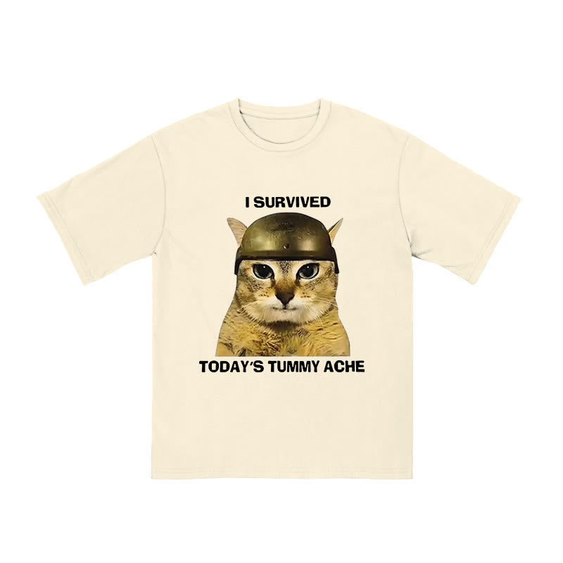 Unisex I Survived Today's Tummy Ache Print T-shirt