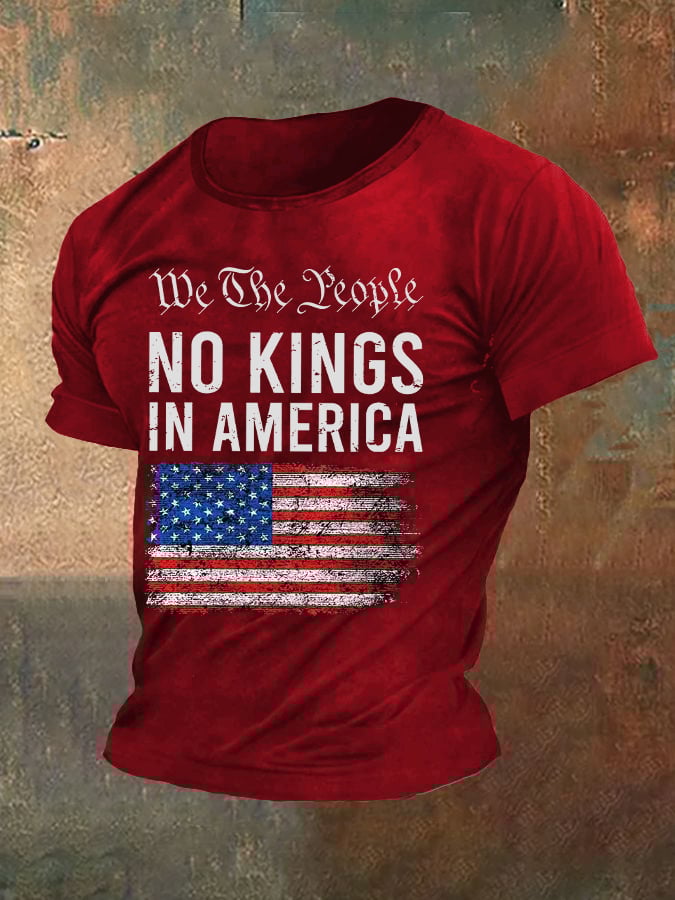 Men's casual American flag-free T-shirt
