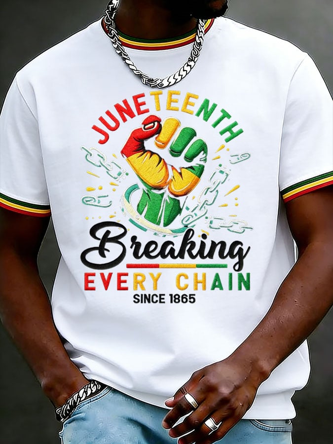 Men's Juneteenth Breaking Every Chain Printed Casual T-shirt