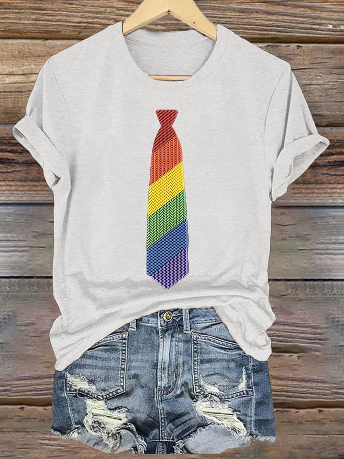 Women's Pride Month Rainbow Print Short Sleeve T-Shirt