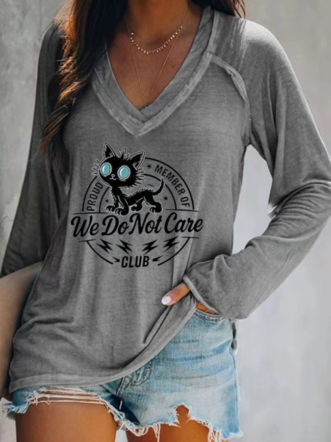 Women's V-neck Retro Funny Proud Member Of Club Menopause Perimenopause Print T-Shirt