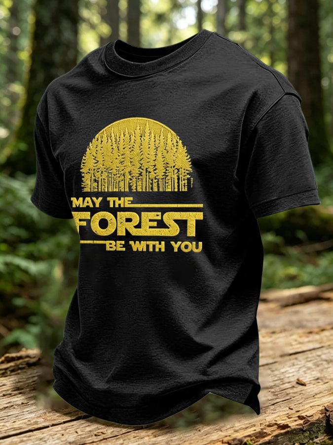 Men's May The Forest Be With You Printed Casual T-Shirt