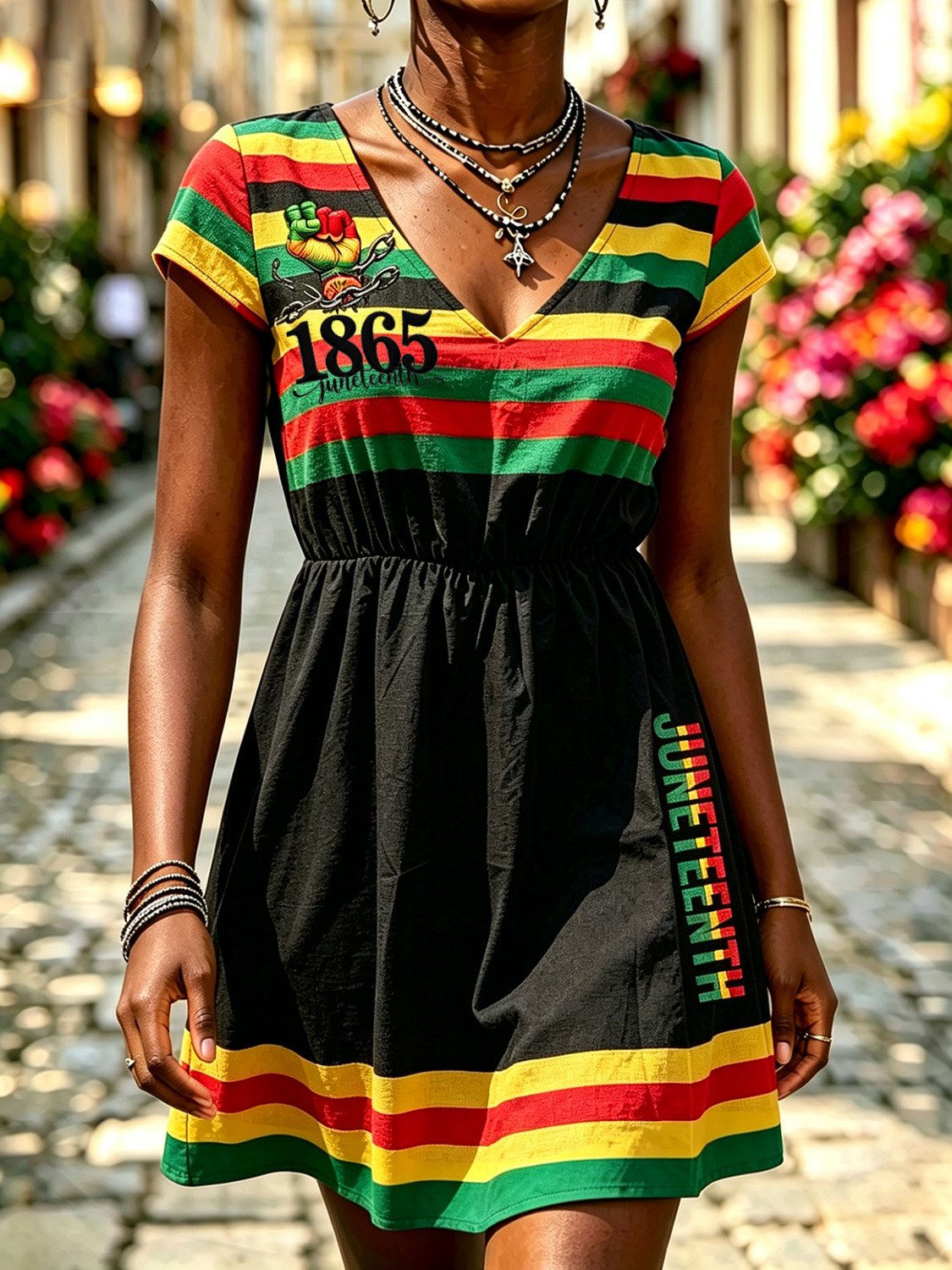 African American Women's Juneteenth Print Dress