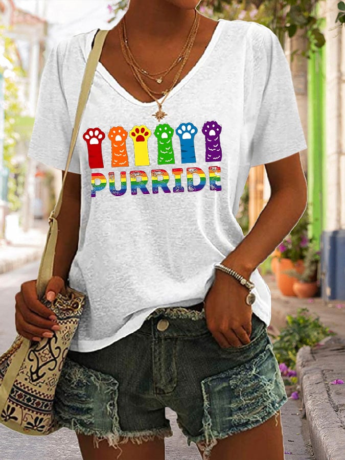 Women's LGBT Pride Rainbow Crew Neck Short Sleeve T-Shirt